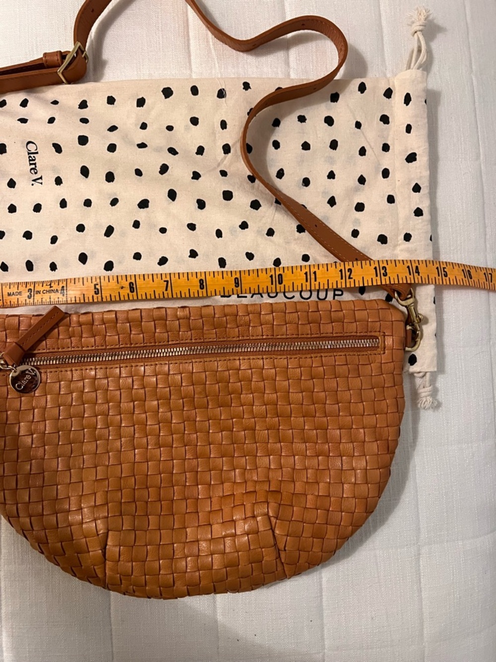 Clare V Tan Woven Leather Crossbody
